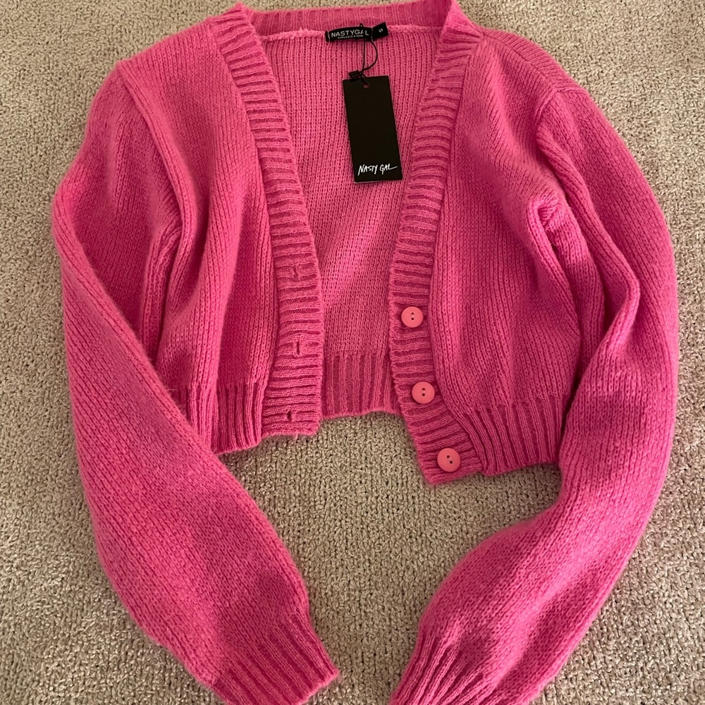 Pink cropped cardigan new with tags